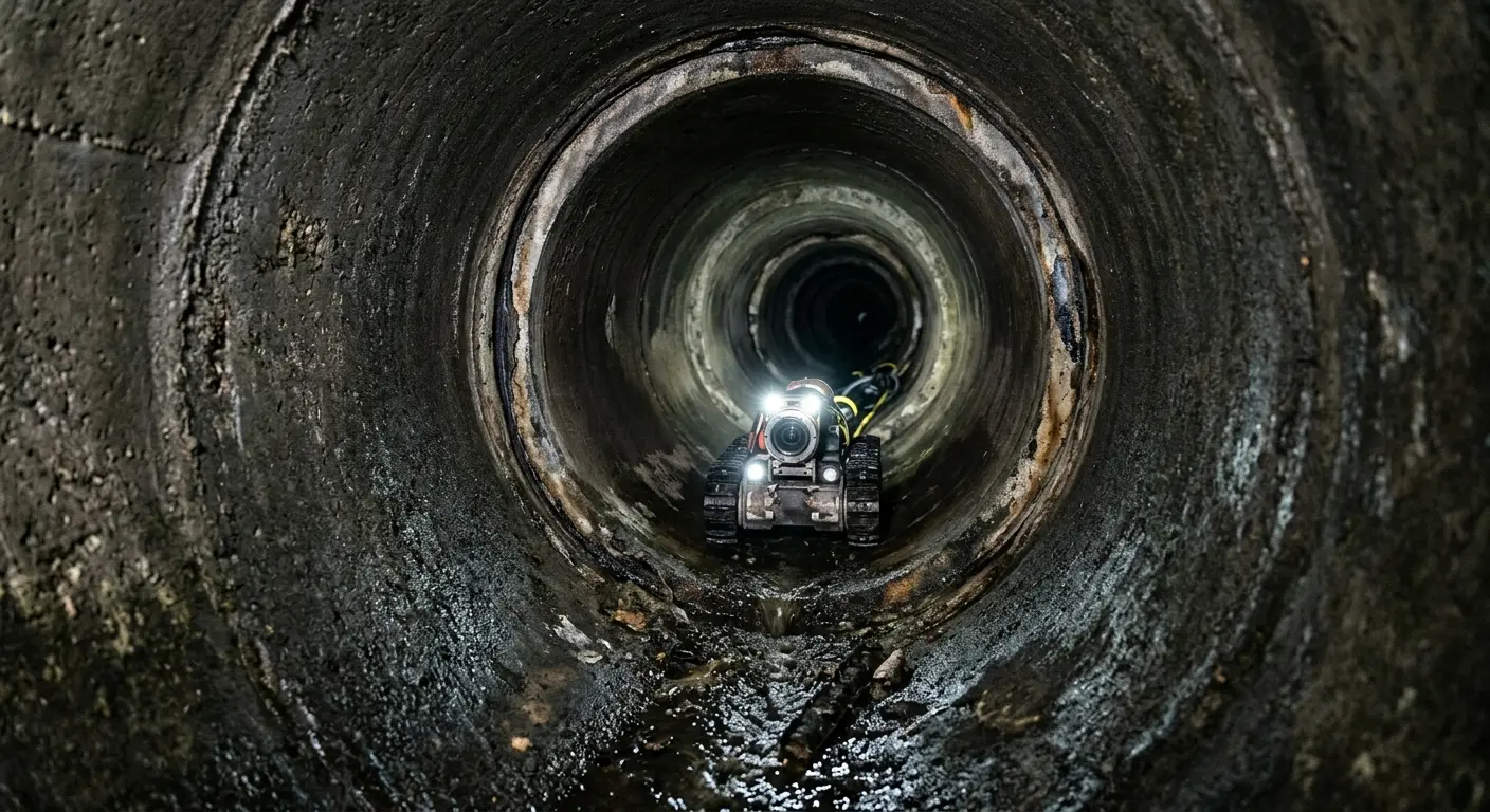 Robotic sewer camera inspecting pipe interior for Sewer Line Cleaning in Tamiami